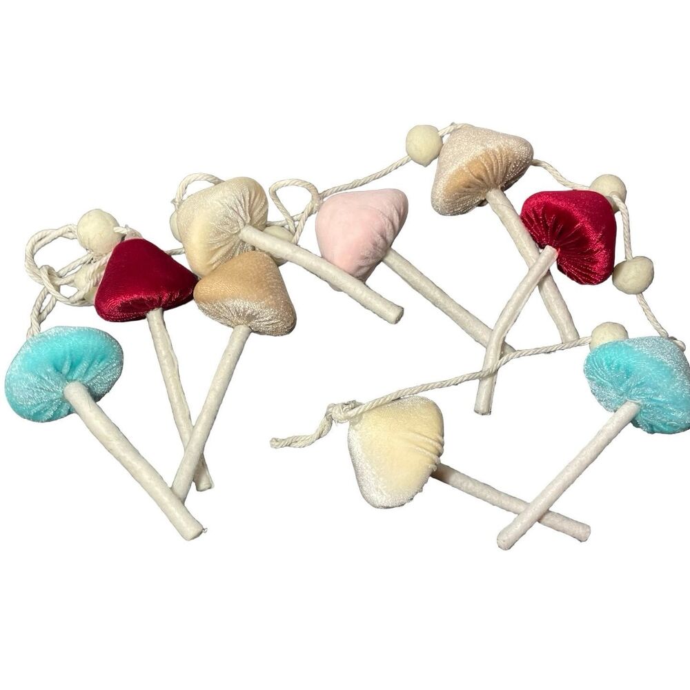 Velvet Whimsical Mushroom Garland